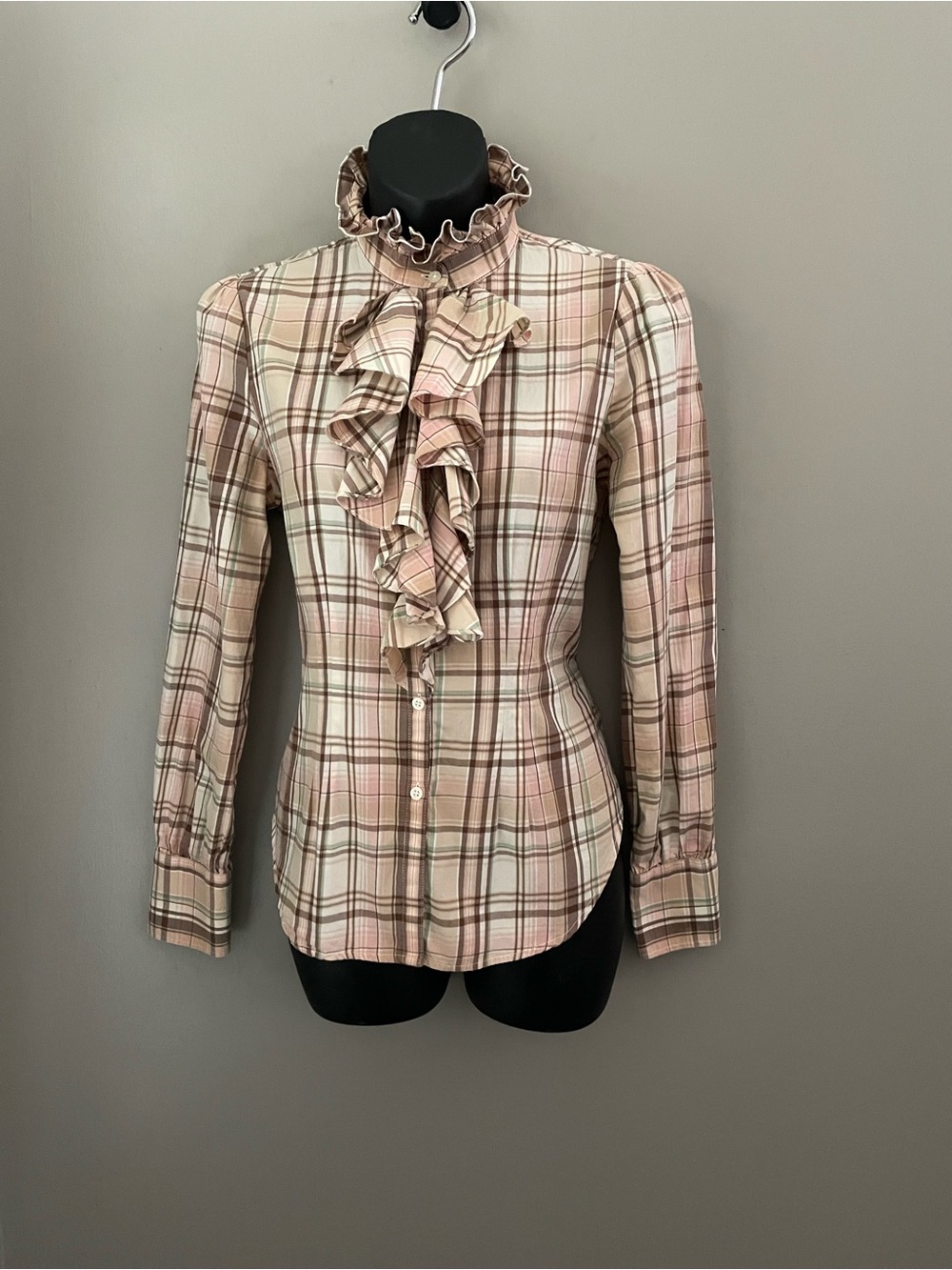 Ralph Lauren Ruffled Plaid Button Down Shirt